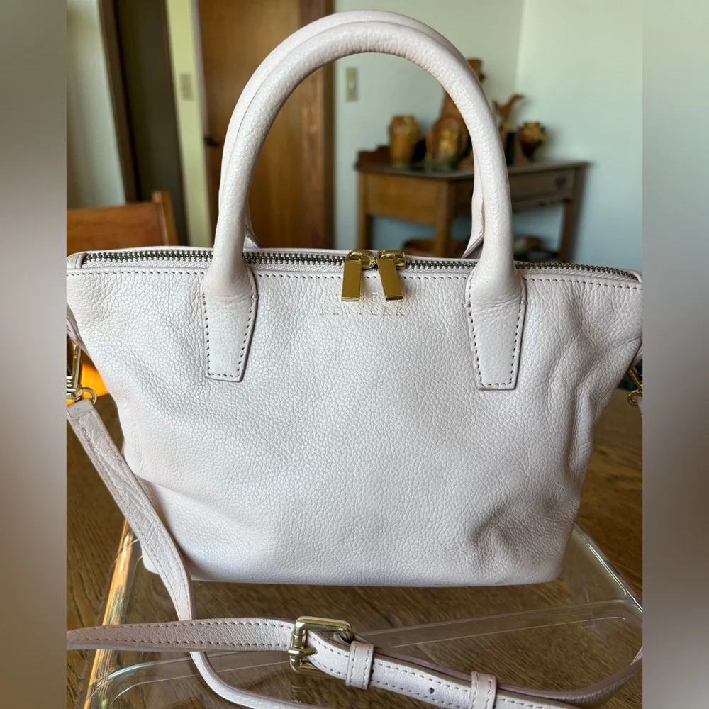 Barney’s New York Blush Pink Pebbled Leather Satchel Gold Hardware